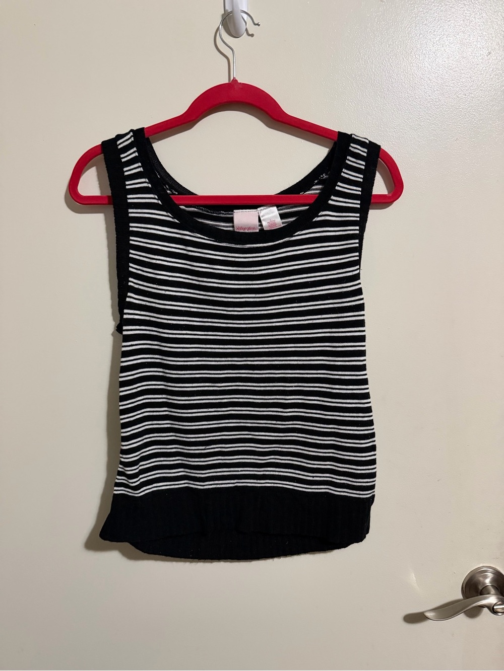 Xhilaration Black and White Striped Sleeveless Tank